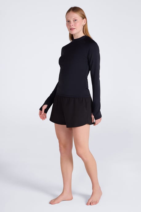Women's Rash Vest Quick Drying Sun Protection Stretchy Swimming Top Black - Image 2