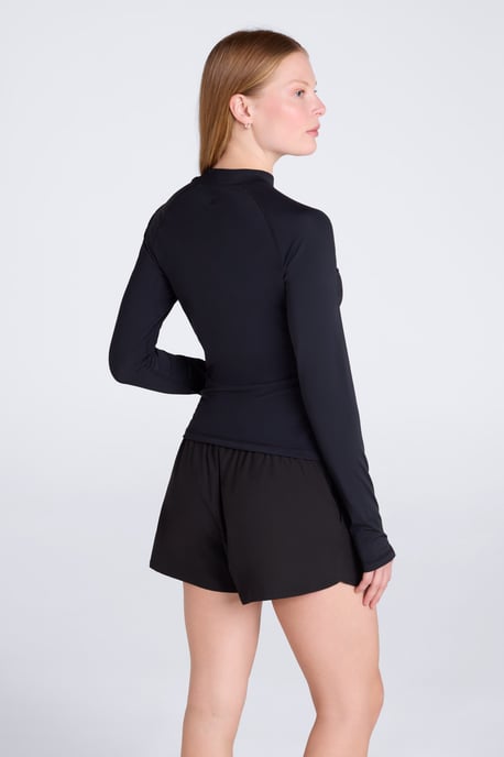 Women's Rash Vest Quick Drying Sun Protection Stretchy Swimming Top Black - Image 3