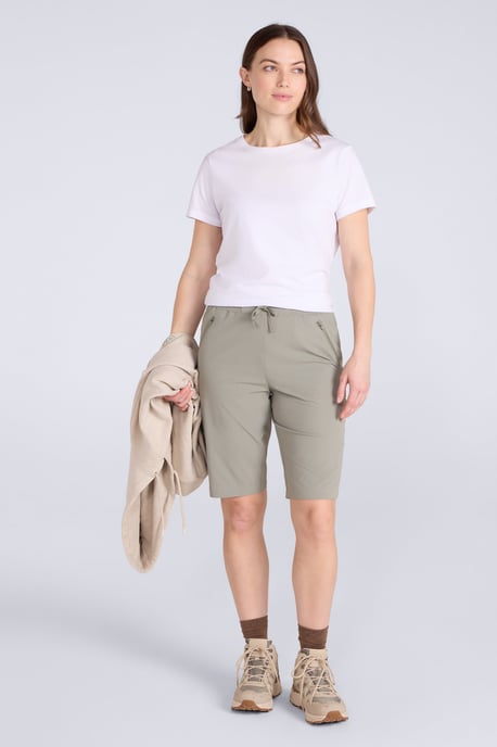 'Explorer' Women's Long Shorts Quick Dry Walking Active Adventure Bottoms Khaki - Image 2