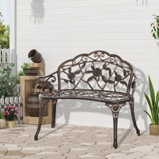 4goodz 2-zits tuinbank van gegoten aluminium bloem-decor rugleuning - Image 5