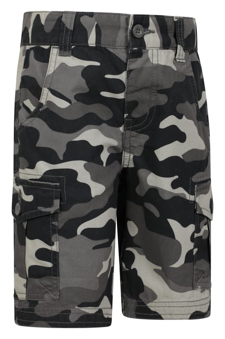 'Camo' Kids Cargo Shorts Cotton Multiple Pockets Comfy Casual Bottoms Black - Image 2