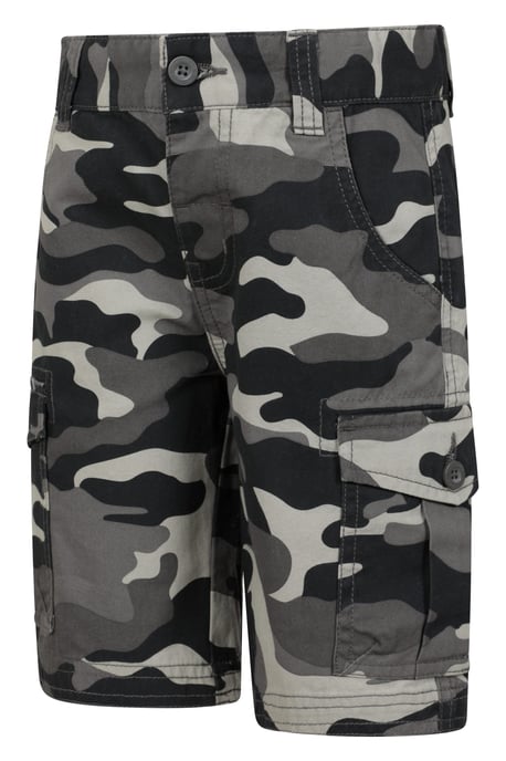 'Camo' Kids Cargo Shorts Cotton Multiple Pockets Comfy Casual Bottoms Black - Image 4