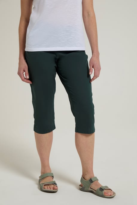 'Coastal' Women's Capri Pants Stretchy Breathable Short Trousers Green - Image 1