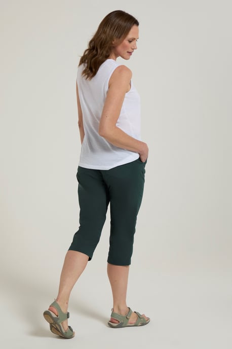 'Coastal' Women's Capri Pants Stretchy Breathable Short Trousers Green - Image 3