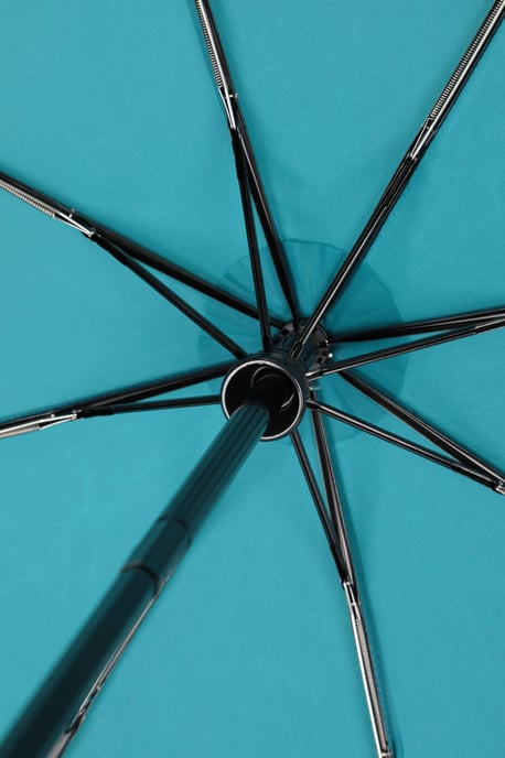 Unisex Windproof Umbrella with Stainless Steel Shaft Shock Resistant Rain Brolly Teal - Image 4