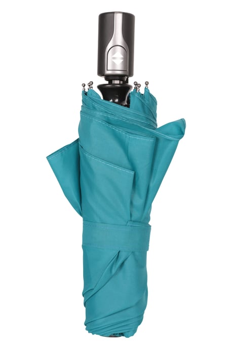 Unisex Windproof Umbrella with Stainless Steel Shaft Shock Resistant Rain Brolly Teal - Image 6