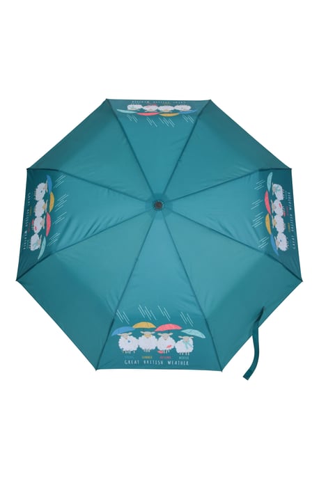Unisex Walking Umbrella with Curved Handle Durable Beach Rain Brolly Teal - Image 3