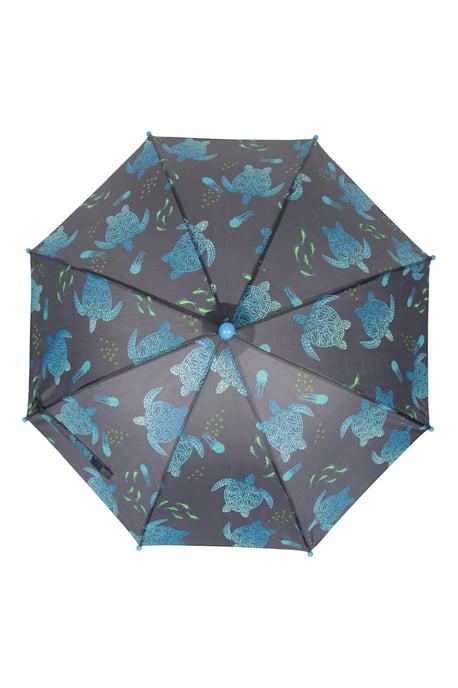 Kids Printed Umbrella with Plastic Handle Polyester Durable Rain Brolly Dark Blue - Image 2