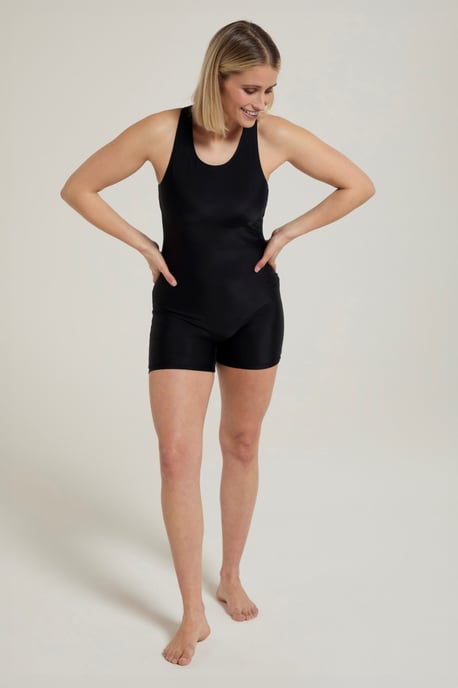 'Shorty' Women's Legsuit with Removable Cups Chlorine Resistant Swimwear Black - Image 2
