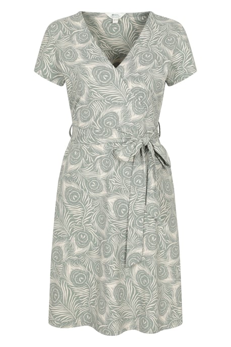 'Santorini' Women's Jersey Wrap Dress with Pockets Summer Comfy Outfit Olive - Image 1