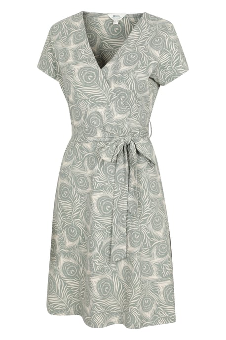 'Santorini' Women's Jersey Wrap Dress with Pockets Summer Comfy Outfit Olive - Image 2