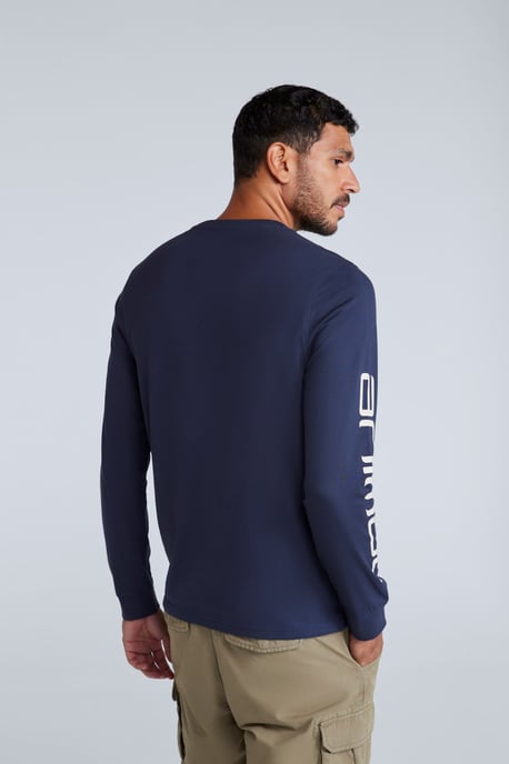'Tomy' Men's Graphic T-Shirt Cotton Sun Protection Comfy Tee Dark Blue - Image 3