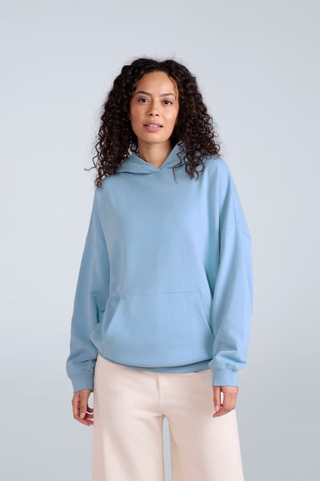 'Idol' Women's Logo Drop Shoulder Hoodie with Kangaroo Pocket Warm Sweatshirt Blue - Image 1