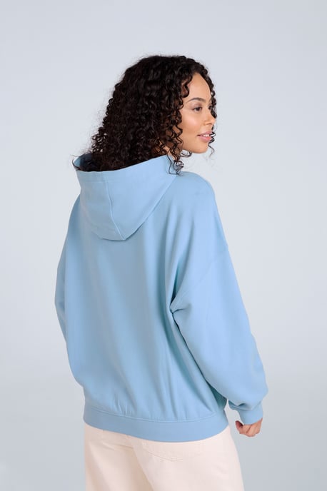 'Idol' Women's Logo Drop Shoulder Hoodie with Kangaroo Pocket Warm Sweatshirt Blue - Image 3