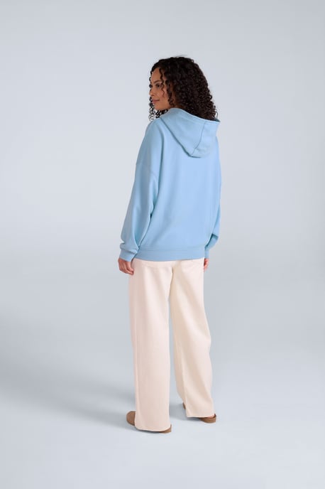 'Idol' Women's Logo Drop Shoulder Hoodie with Kangaroo Pocket Warm Sweatshirt Blue - Image 4