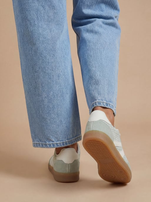 Jackie Faux Suede Striped Lace Up Trainers - Image 2