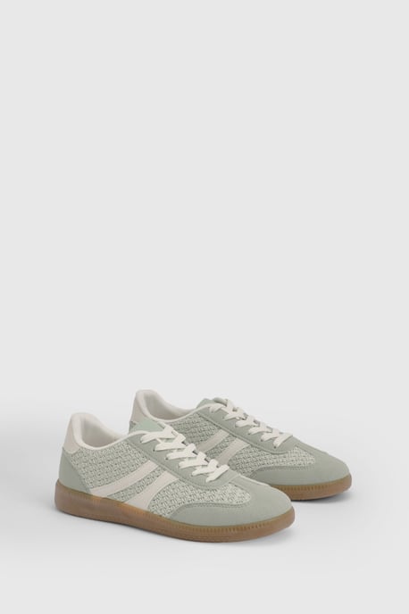 Jackie Faux Suede Striped Lace Up Trainers - Image 3