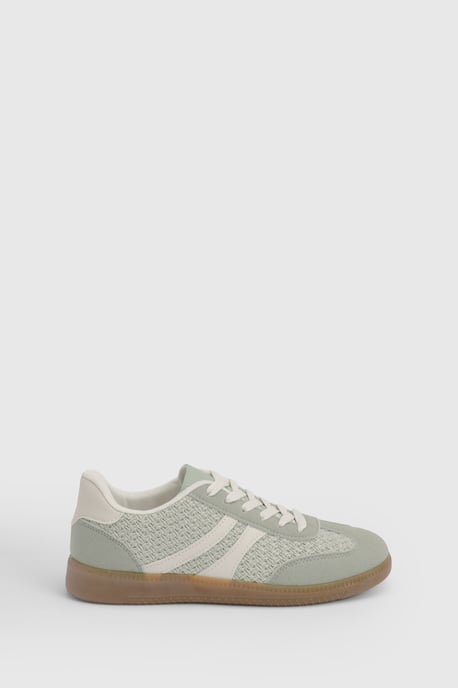 Jackie Faux Suede Striped Lace Up Trainers - Image 4