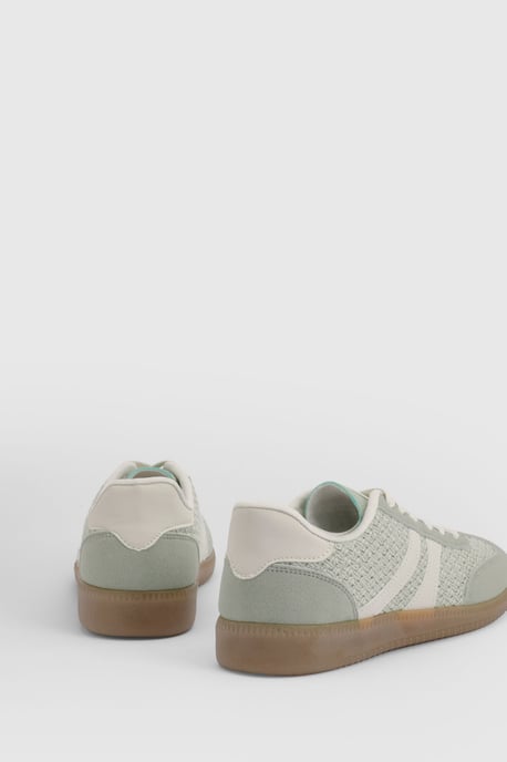 Jackie Faux Suede Striped Lace Up Trainers - Image 5
