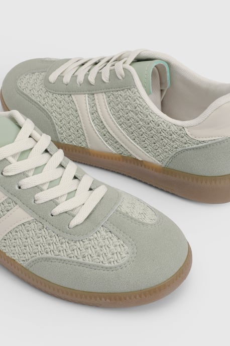 Jackie Faux Suede Striped Lace Up Trainers - Image 6