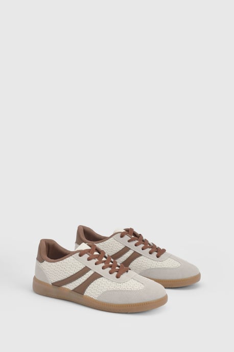 Jackie Faux Suede Striped Lace Up Trainers - Image 3