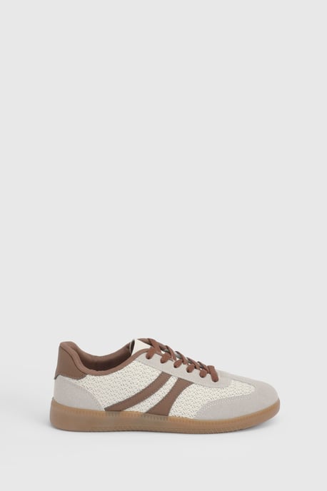 Jackie Faux Suede Striped Lace Up Trainers - Image 4