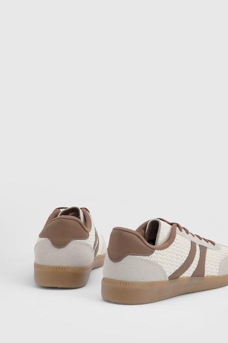 Jackie Faux Suede Striped Lace Up Trainers - Image 5