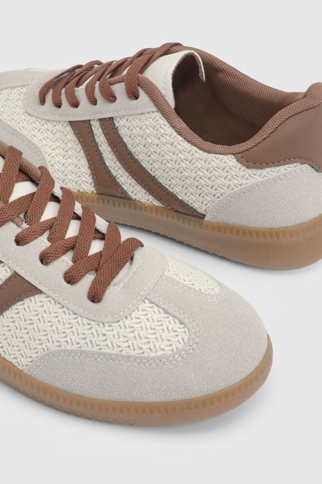 Jackie Faux Suede Striped Lace Up Trainers - Image 6