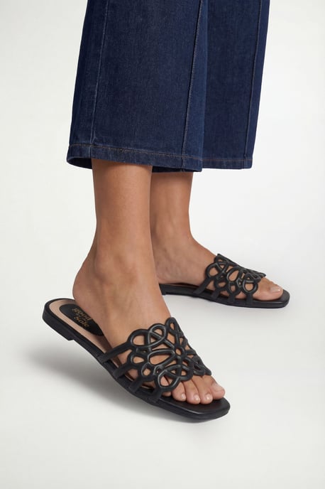 Good For The Sole: Amelie Faux Leather Lattice Detail Sliders - Image 1