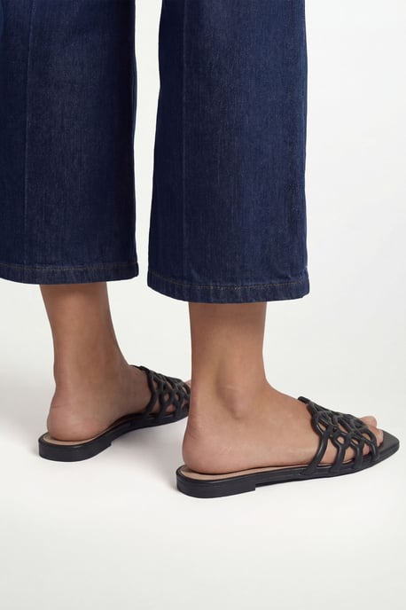 Good For The Sole: Amelie Faux Leather Lattice Detail Sliders - Image 2