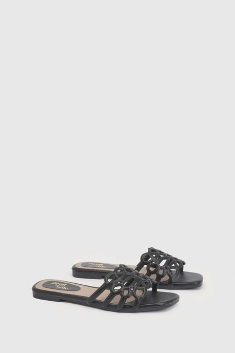 Good For The Sole: Amelie Faux Leather Lattice Detail Sliders - Image 3