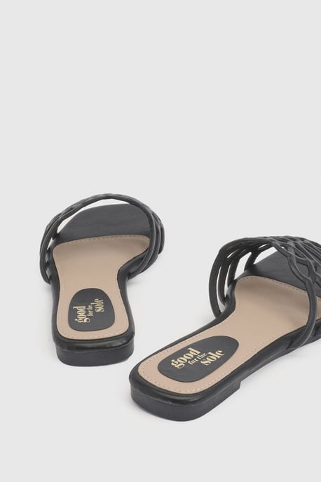 Good For The Sole: Amelie Faux Leather Lattice Detail Sliders - Image 4