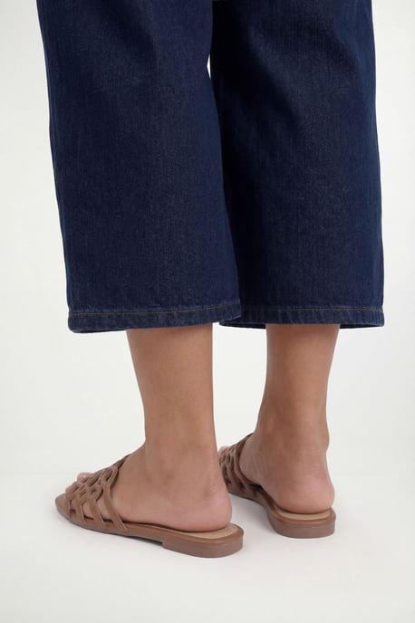 Good For The Sole: Amelie Faux Leather Lattice Detail Sliders - Image 2