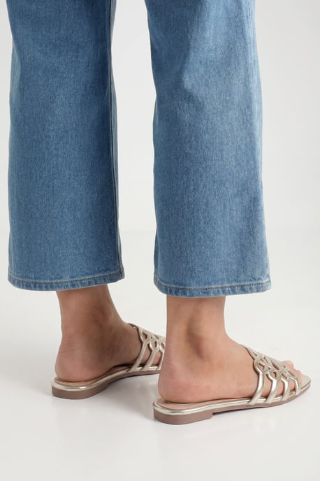 Good For The Sole: Amelie Faux Leather Lattice Detail Sliders - Image 2