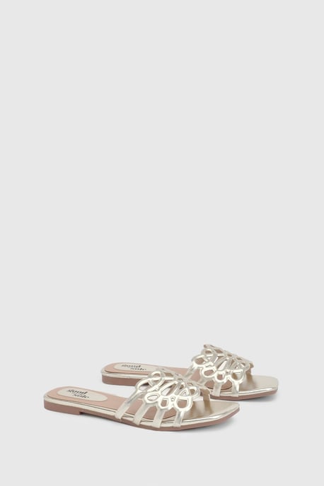 Good For The Sole: Amelie Faux Leather Lattice Detail Sliders - Image 3