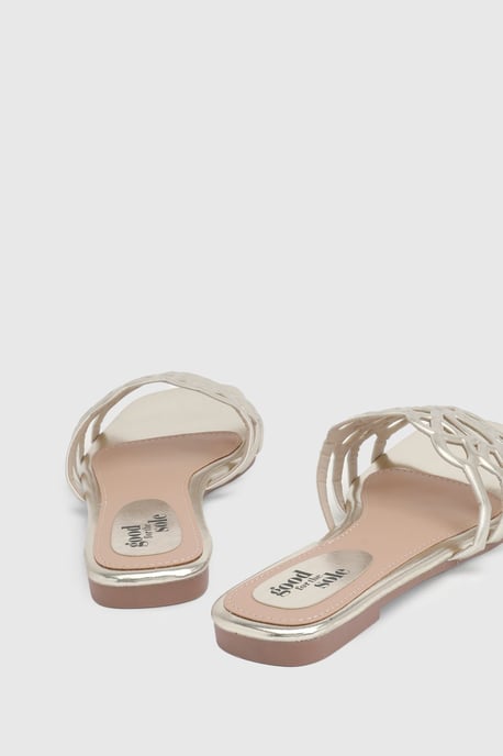 Good For The Sole: Amelie Faux Leather Lattice Detail Sliders - Image 4