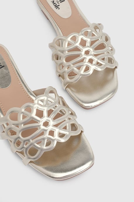 Good For The Sole: Amelie Faux Leather Lattice Detail Sliders - Image 5