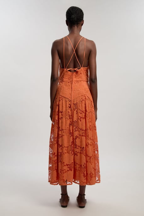 Petite Lace Halter Woven Midi Dress - Image 4