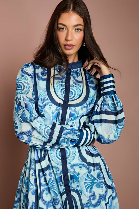 Lisa Tan Organza Belted Shirt Dress - Image 4