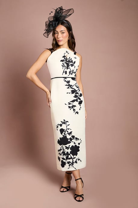 Printed Floral Pencil Midi Dress - Image 1