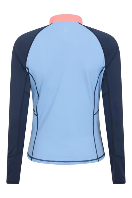 'Helston' Women's Rash Vest Half Zip Sun Protection Long Sleeve Swimwear Blue - Image 4