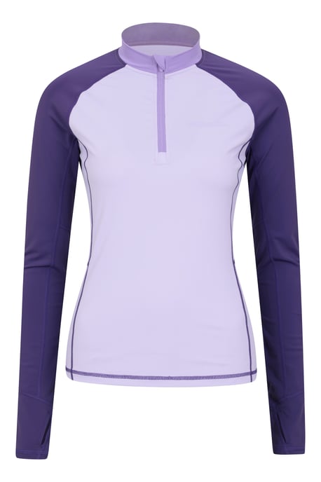 'Helston' Women's Rash Vest Half Zip Sun Protection Long Sleeve Swimwear Purple - Image 6