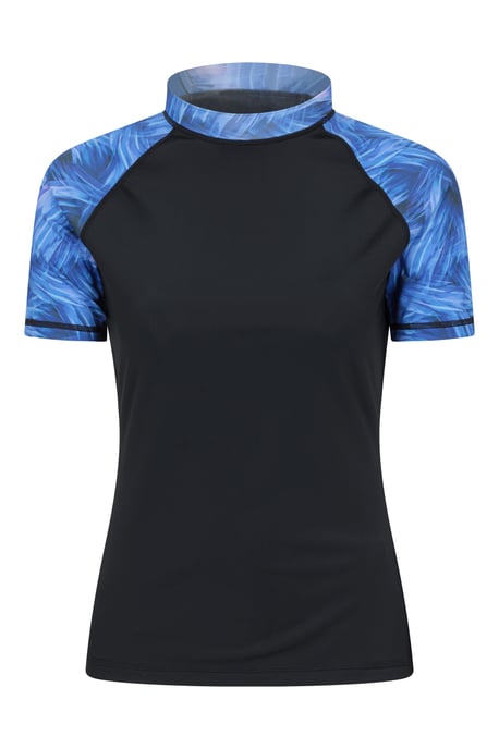 Women's Patterned Rash Vest Sun Protection Quick Dry Stretchy Swimwear Teal - Image 5