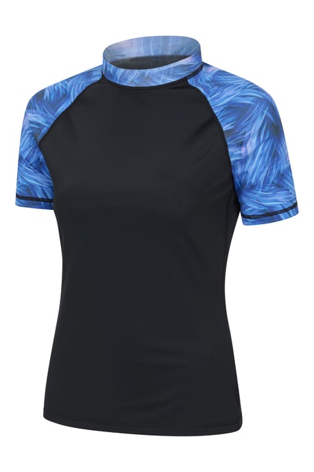 Women's Patterned Rash Vest Sun Protection Quick Dry Stretchy Swimwear Teal - Image 6