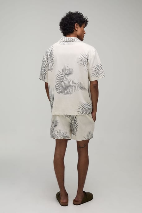 Oversized Palm Print Shirt and Short Set - Image 2