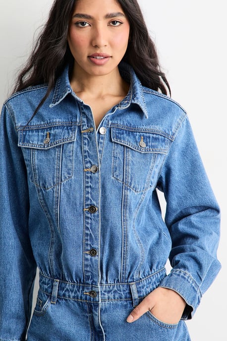 Denim Shirt Mini Dress - Image 2