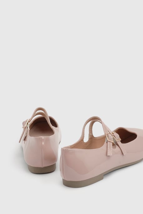 Shirley Faux Patent Leather Double Buckle Flat Ballerinas - Image 5