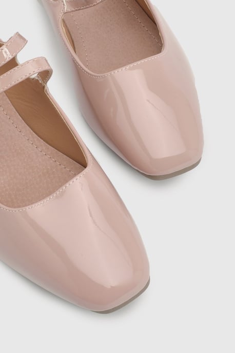 Shirley Faux Patent Leather Double Buckle Flat Ballerinas - Image 6