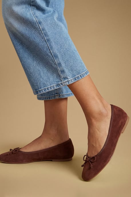 Beatrice Faux Suede Square Toe Ballet Pumps - Image 1