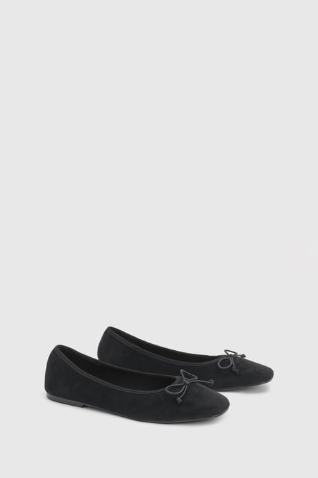 Beatrice Faux Suede Square Toe Ballet Pumps - Image 1